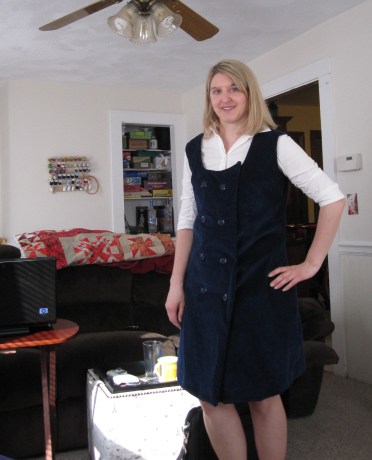 At the home office Blue jumper