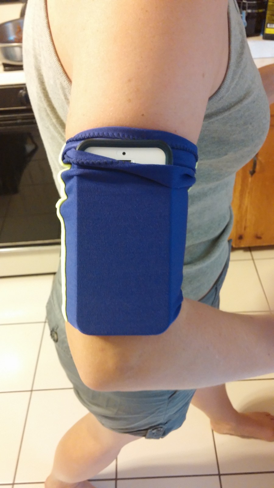 Phone in arm band pocket