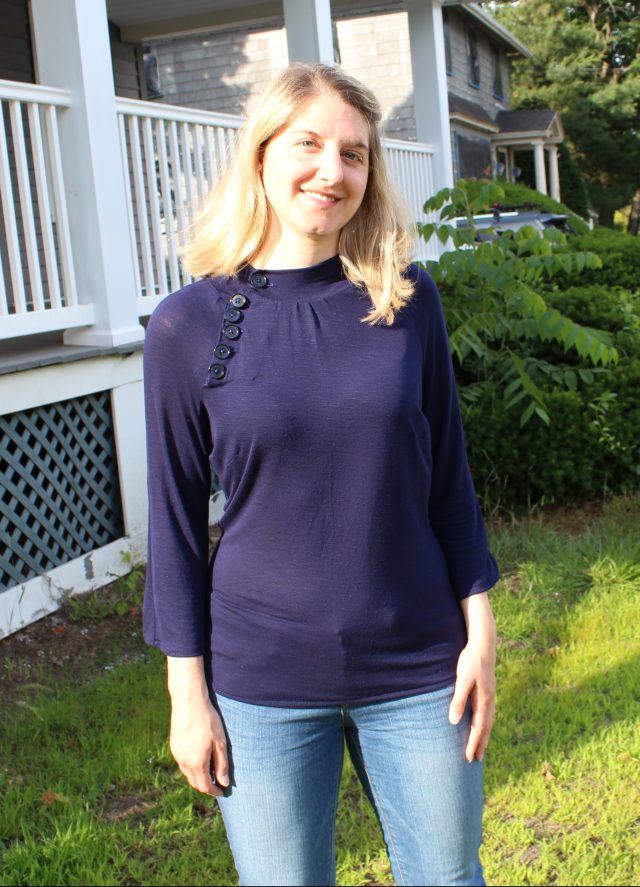 Navy blue knit top